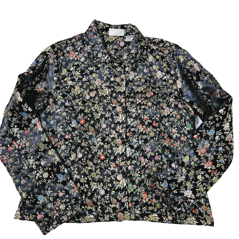 Bill Blass Jean Company Womens Jacket Multicolor Size Medium Polyester Blend